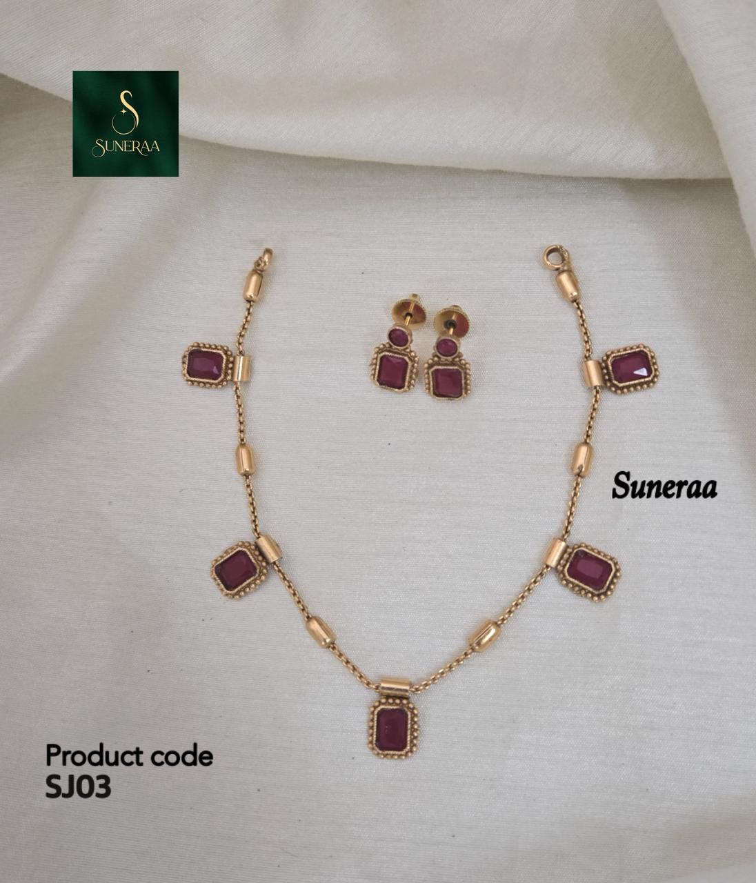 Uri Delicate Gemstone Necklace Set - RUBY - image 7