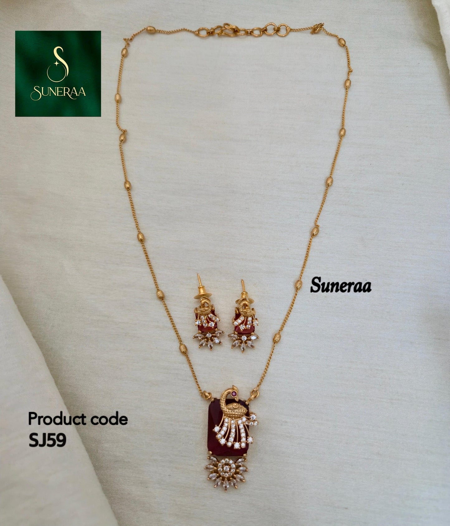 Rectangular Peacock Pendant Set - Image 8
