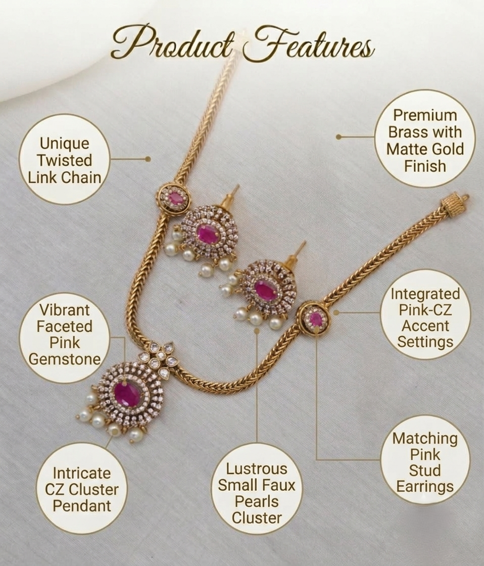 Aadhya Antique Hasli Set - ruby - image 6
