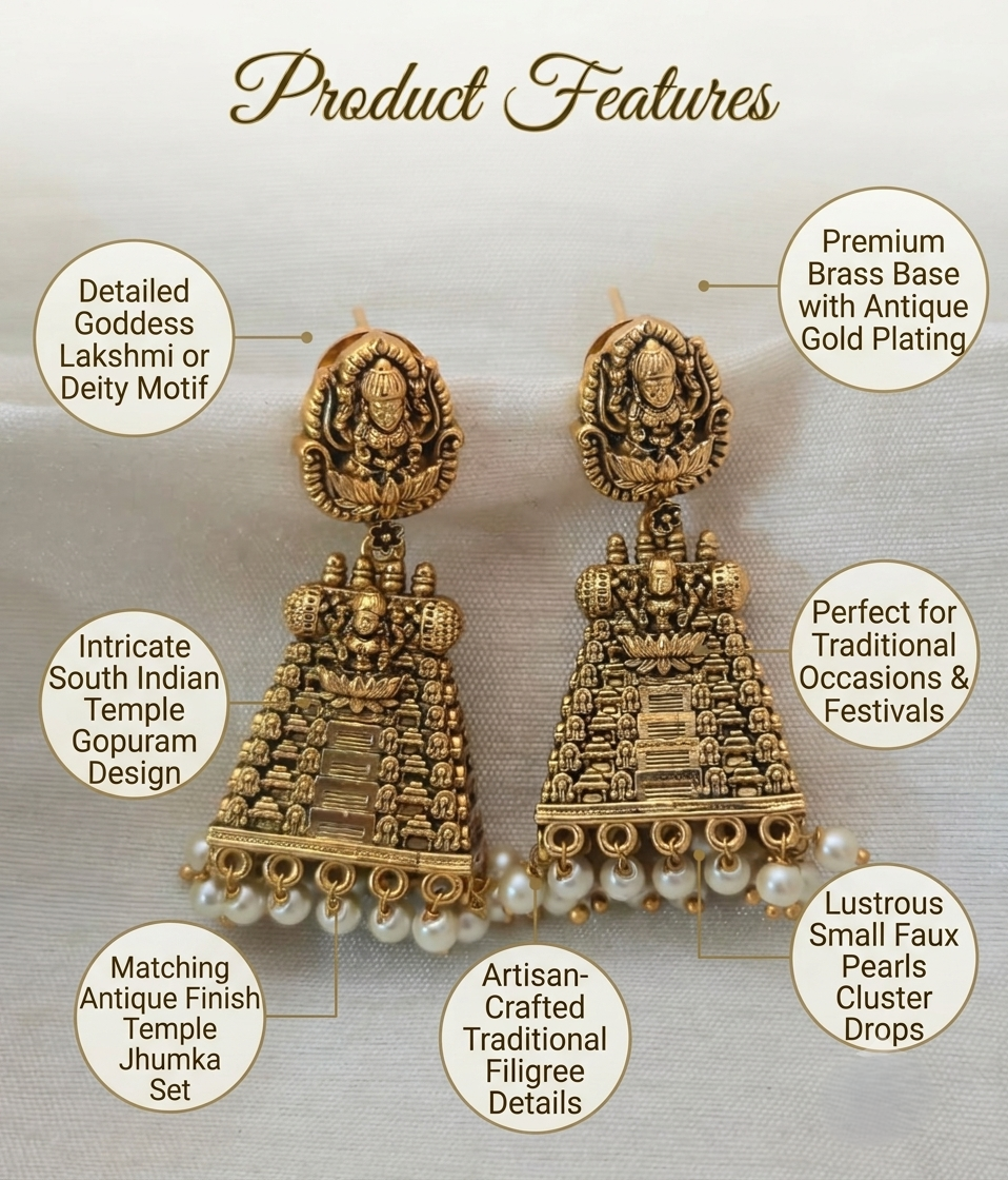 Temple Drop Earrings - matte gold - image 6