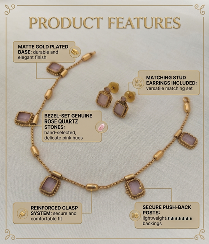 Uri Delicate Gemstone Necklace Set - BABY PINK - image 6