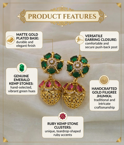Anoush Nakshatra CZ Jhumka Earrings - image 4