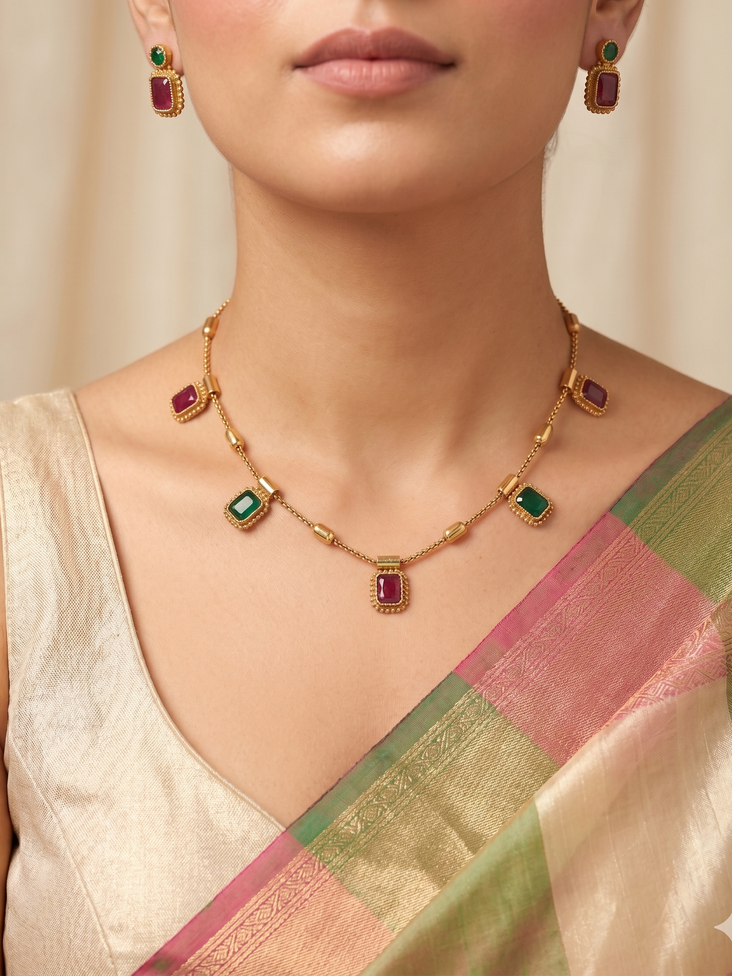 Uri Delicate Gemstone Necklace Set - image 1