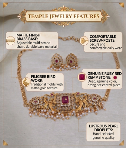 Mahika Antique Choker Set - RUBY RED - image 7