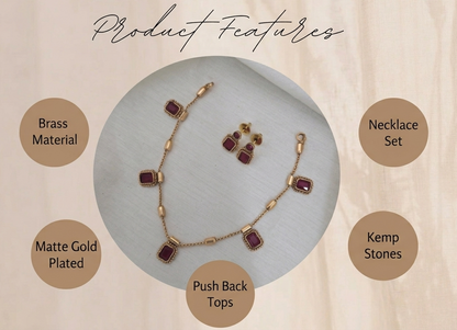 Uri Delicate Gemstone Necklace Set - RUBY - image 5