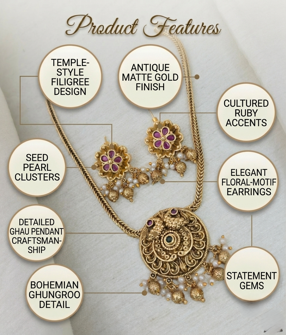 Ira Antique Pendant Necklace Set - image 6