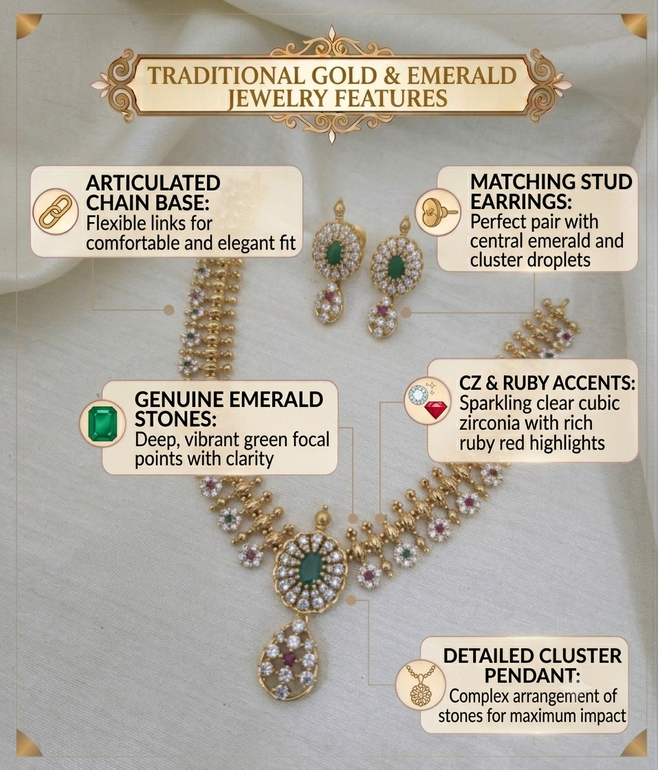 Ananya Floral Border Delicate Necklace Set - image 6