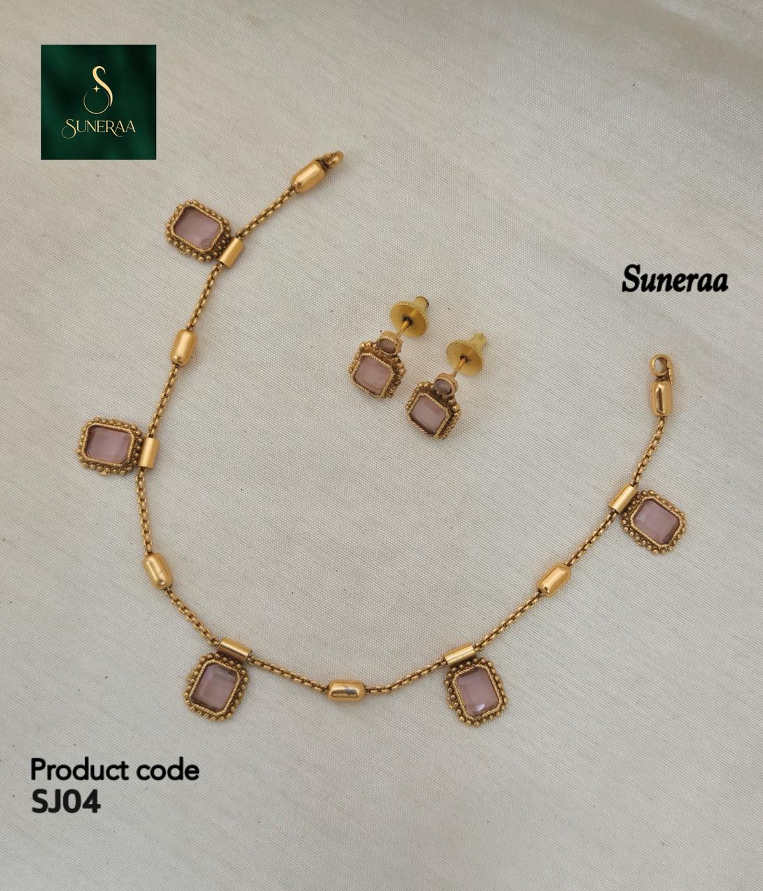 Uri Delicate Gemstone Necklace Set - BABY PINK - image 8