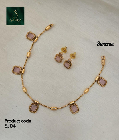 Uri Delicate Gemstone Necklace Set - BABY PINK - image 8