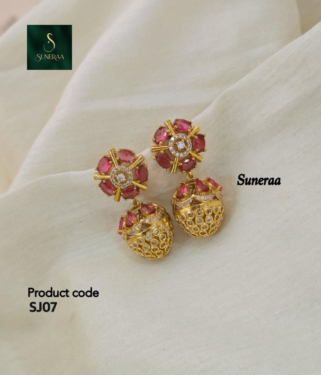 Anoush Nakshatra CZ Jhumka Earrings - RED - image 8