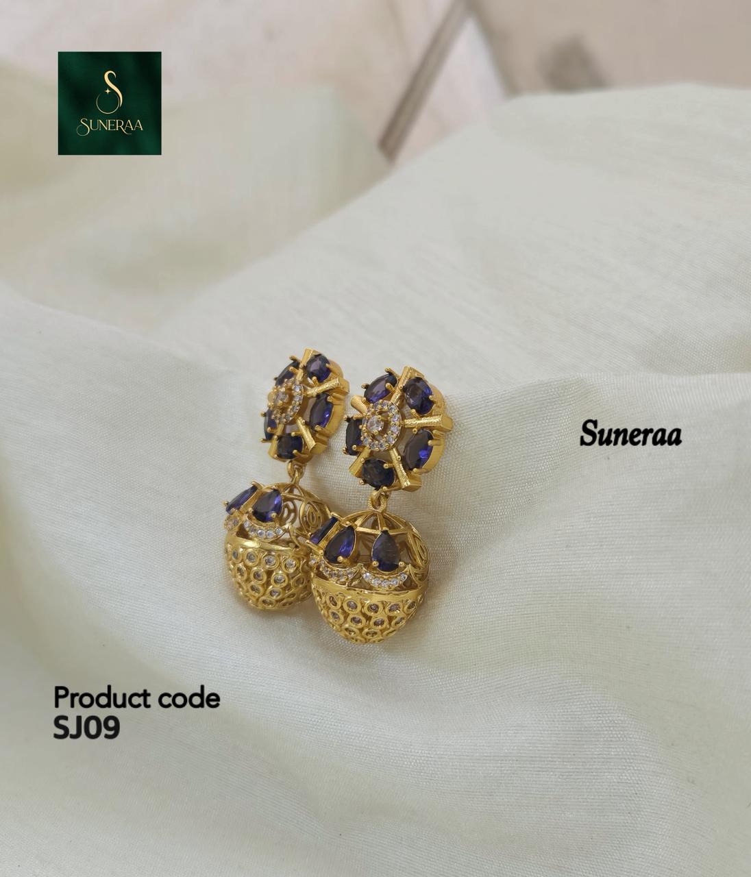 Anoush Nakshatra CZ Jhumka Earrings - PURPLE - image 5