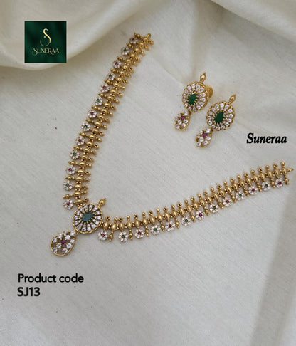 Ananya Floral Border Delicate Necklace Set - image 8