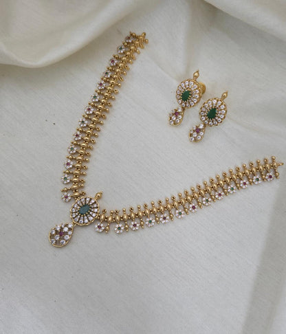 Ananya Floral Border Delicate Necklace Set - image 2