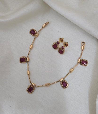 Uri Delicate Gemstone Necklace Set - RUBY - image 3