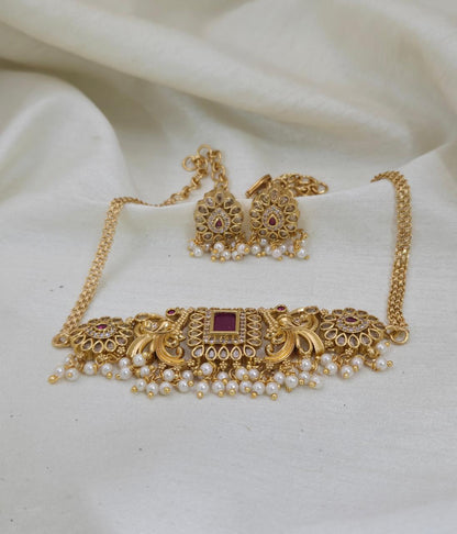 Mahika Antique Choker Set - RUBY RED - image 2