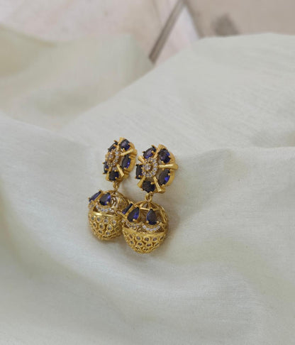 Anoush Nakshatra CZ Jhumka Earrings - PURPLE - image 2