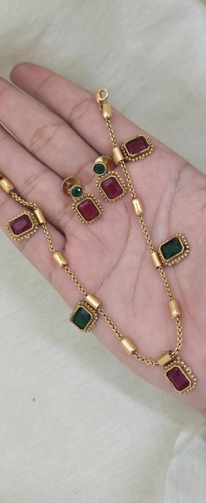 Uri Delicate Gemstone Necklace Set - image 2