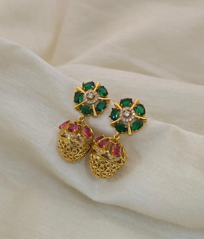 Anoush Nakshatra CZ Jhumka Earrings - image 2