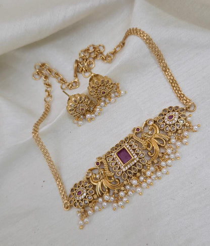 Mahika Antique Choker Set - RUBY RED - image 4