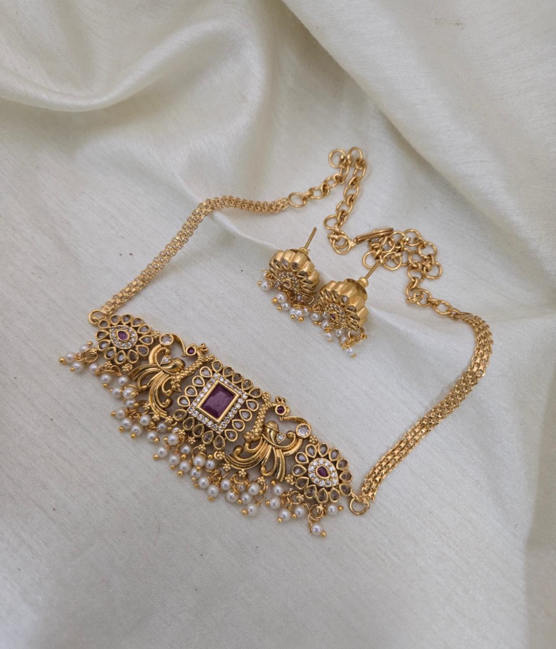 Mahika Antique Choker Set - RUBY RED - image 3