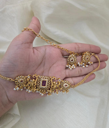 Mahika Antique Choker Set - RUBY RED - image 5