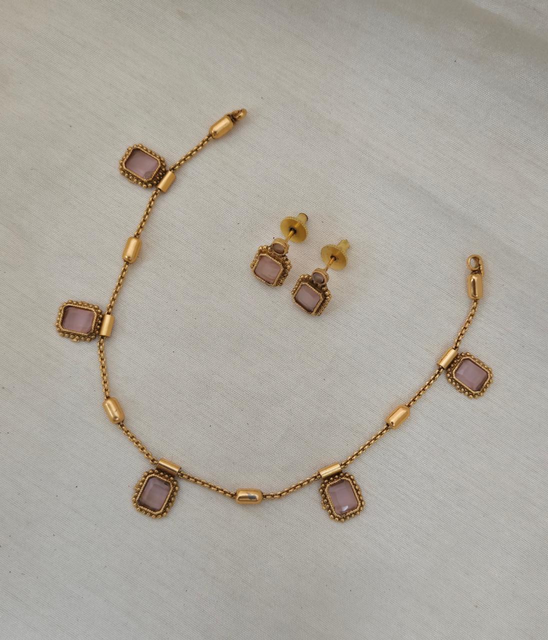 Uri Delicate Gemstone Necklace Set - BABY PINK - image 5