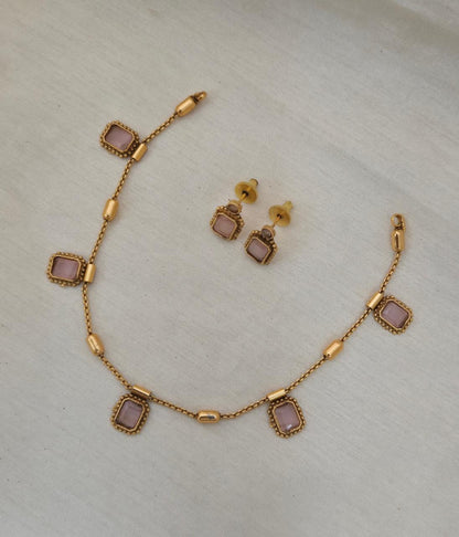 Uri Delicate Gemstone Necklace Set - BABY PINK - image 5