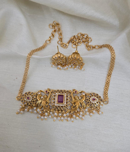 Mahika Antique Choker Set - RUBY RED - image 6