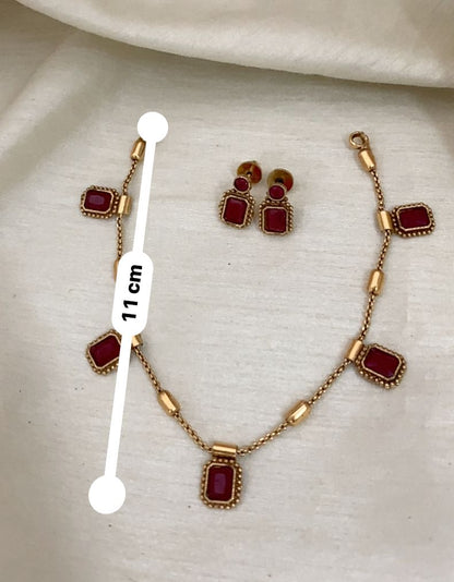 Uri Delicate Gemstone Necklace Set - RUBY - image 6