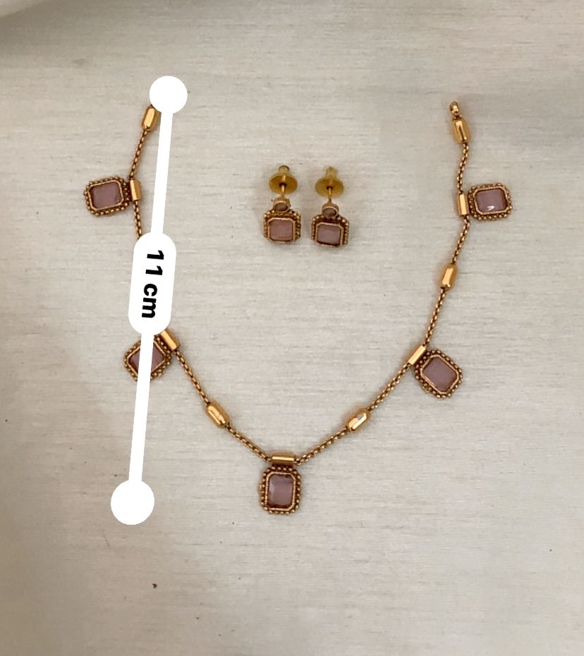 Uri Delicate Gemstone Necklace Set - BABY PINK - image 7