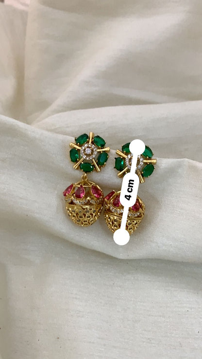 Anoush Nakshatra CZ Jhumka Earrings - image 5