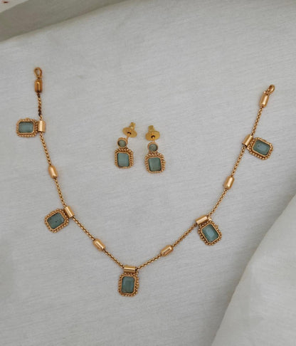 Contemporary Mint Green Stone Choker Set - Mint Green - image 4