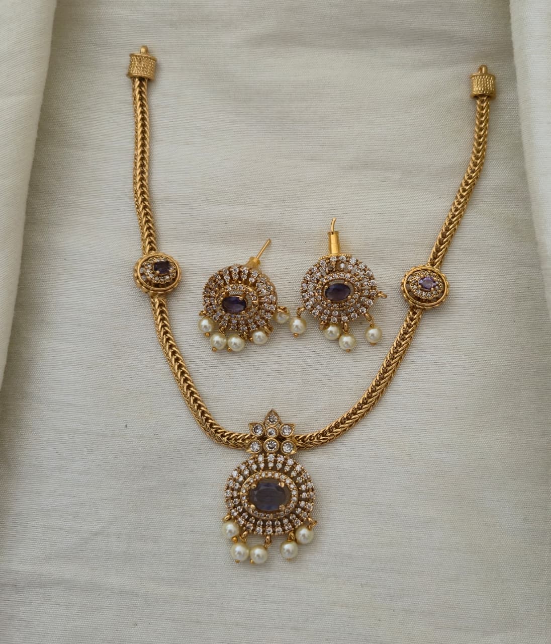 Aadhya Antique Hasli Set - purple - image 2