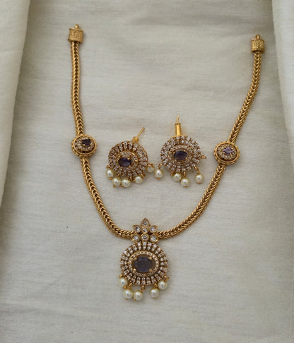 Aadhya Antique Hasli Set - purple - image 2