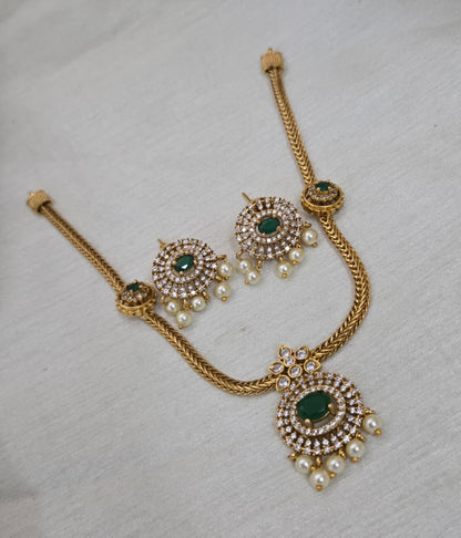 Aadhya Antique Hasli Set - green - image 3