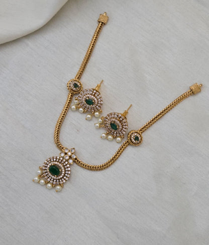 Aadhya Antique Hasli Set - green - image 4