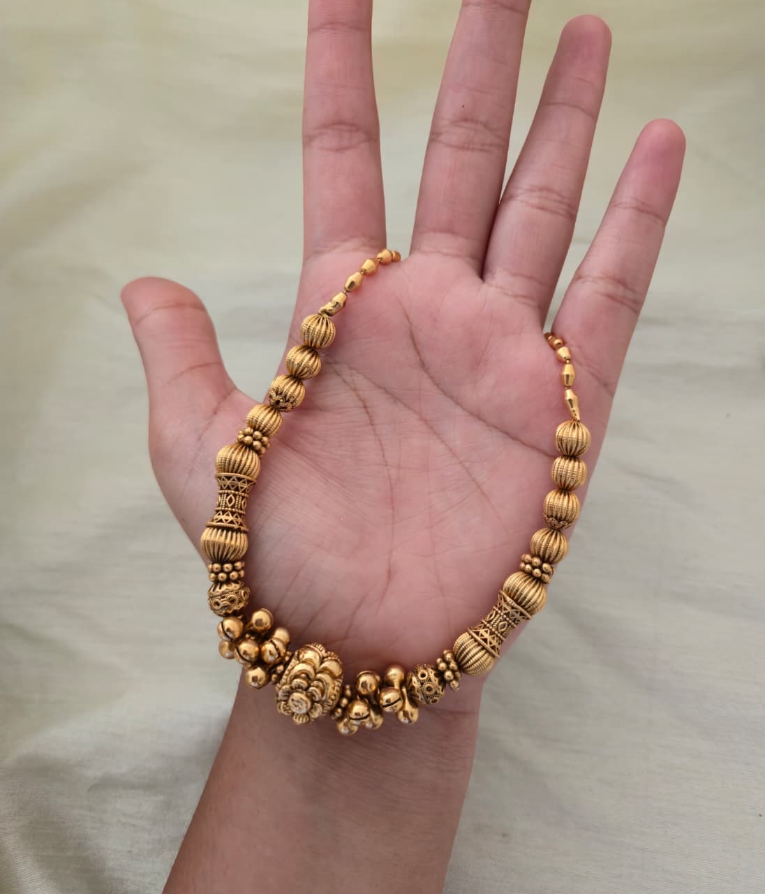 Malini Heritage Gold Bead Mala - Vintage Yellow Gold - image 5