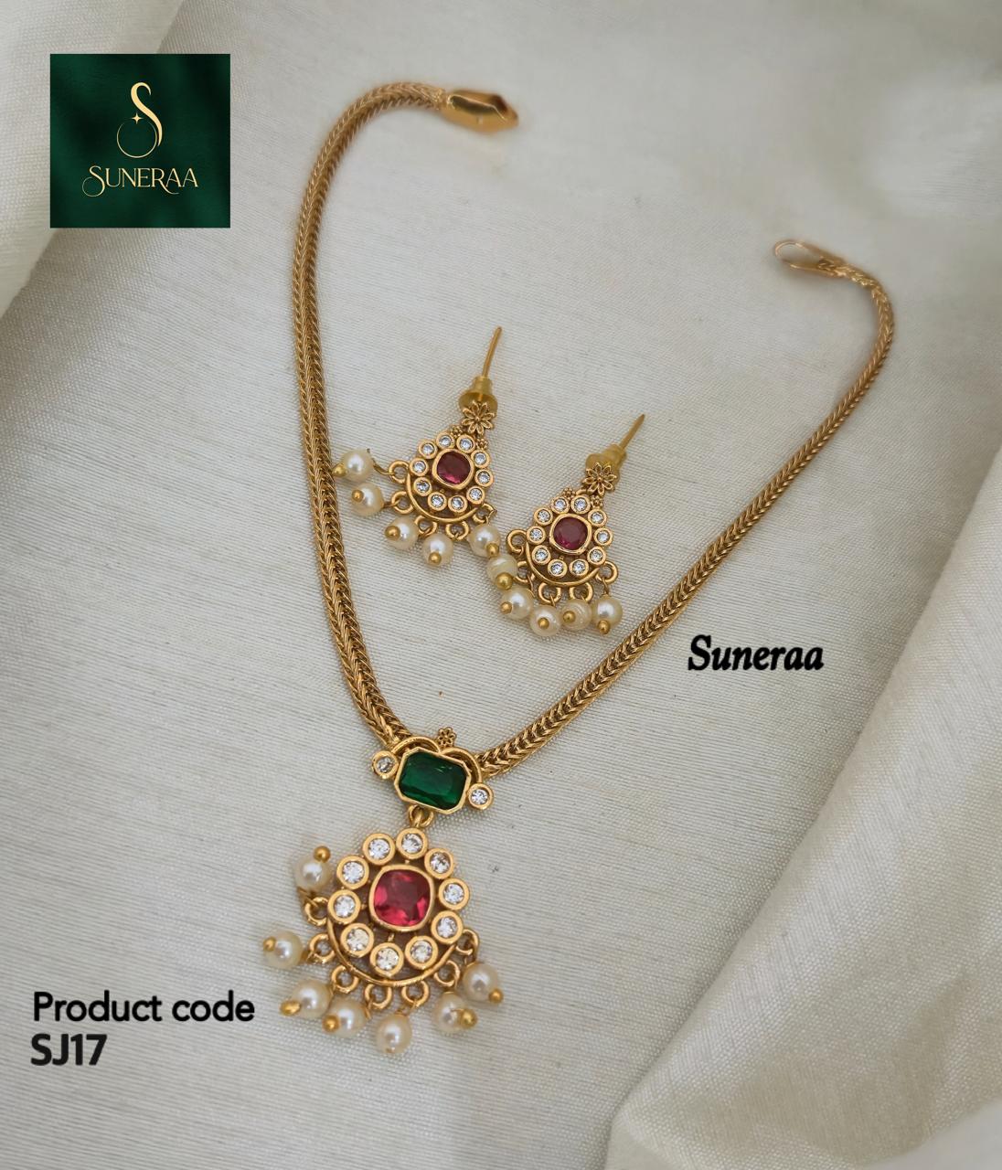Emerald Nakshatra CZ Short Necklace Set - image 8
