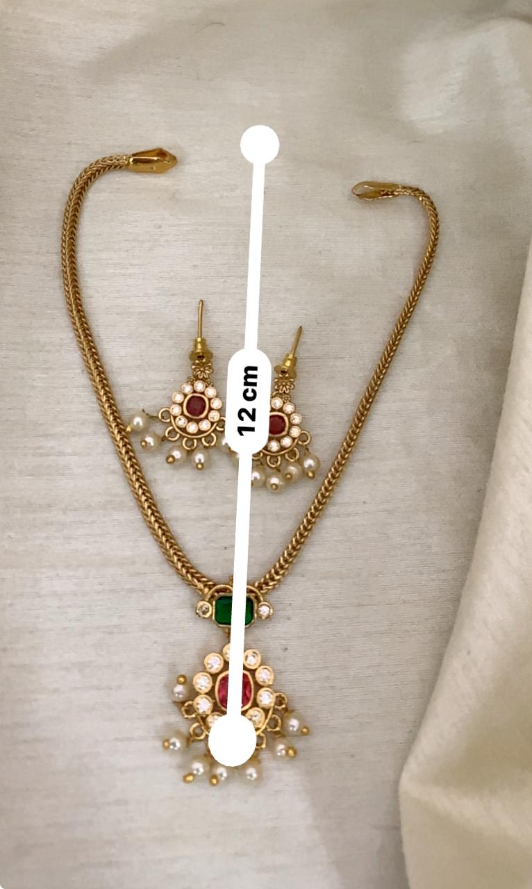 Emerald Nakshatra CZ Short Necklace Set - image 7