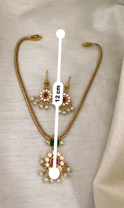 Emerald Nakshatra CZ Short Necklace Set - image 7