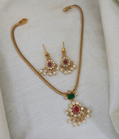 Emerald Nakshatra CZ Short Necklace Set - image 3
