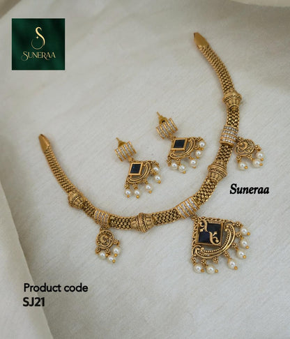 Ruhi Antique CZ Pearl Choker Set - PURPLE - image 8