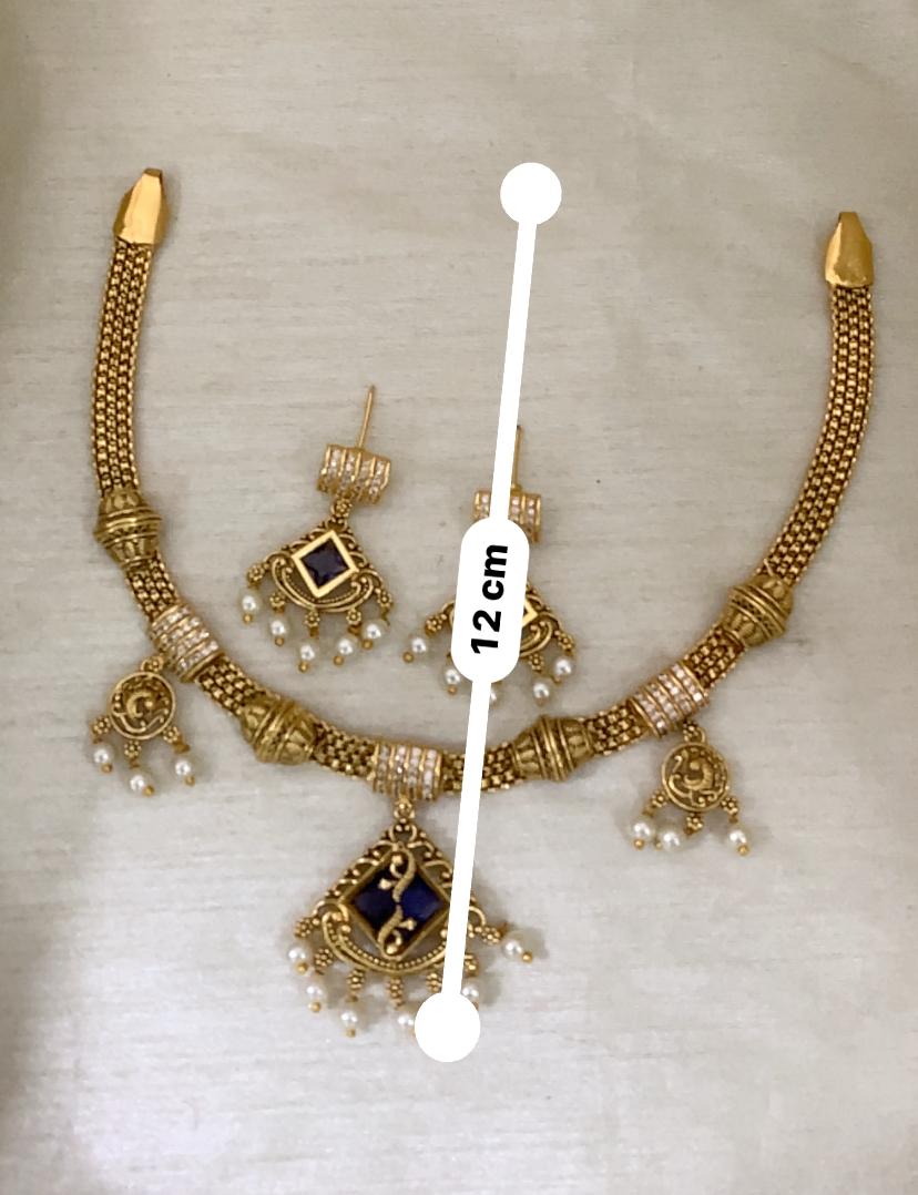 Ruhi Antique CZ Pearl Choker Set - PURPLE - image 7