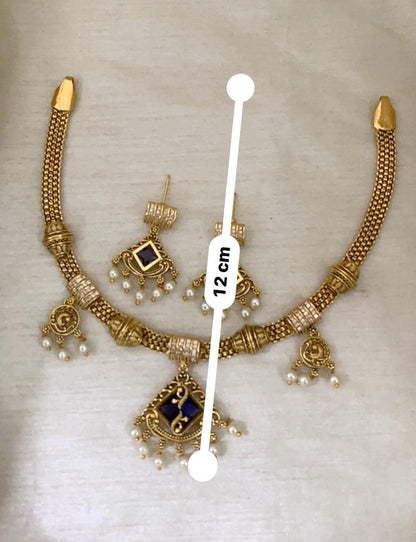 Ruhi Antique CZ Pearl Choker Set - PURPLE - image 7