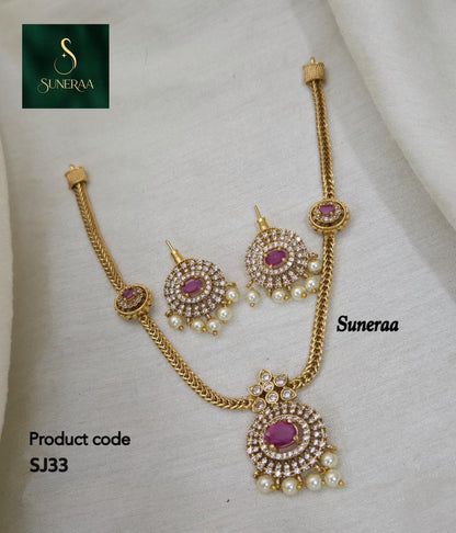 Aadhya Antique Hasli Set - ruby - image 8