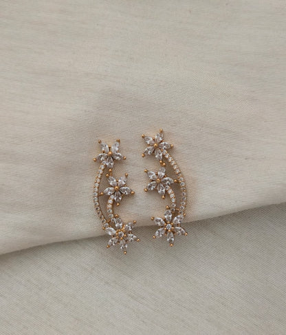 Malati Triple Floral Nakshatra Ear Cuff - Clear/White - image 7