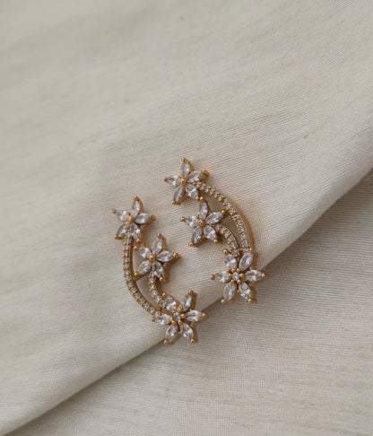Malati Triple Floral Nakshatra Ear Cuff - Clear/White - image 3