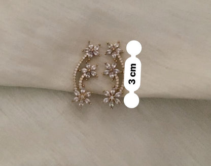 Malati Triple Floral Nakshatra Ear Cuff - Clear/White - image 9
