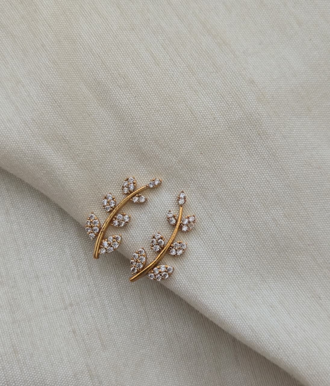 Nakshatra CZ Botanical Helix Cuff - Clear/White - image 3