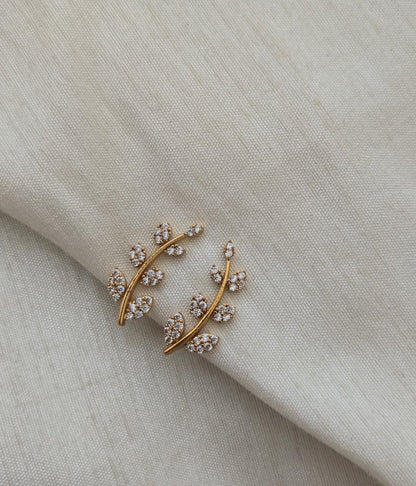 Nakshatra CZ Botanical Helix Cuff - Clear/White - image 3